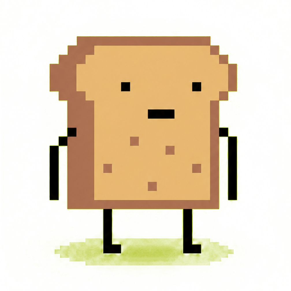 The LOAF mascot — a happy pixel-art slice of bread